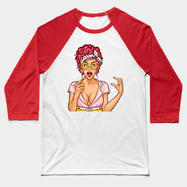 Contemporary Pop Art Female #6 Baseball T-Shirt by versiart